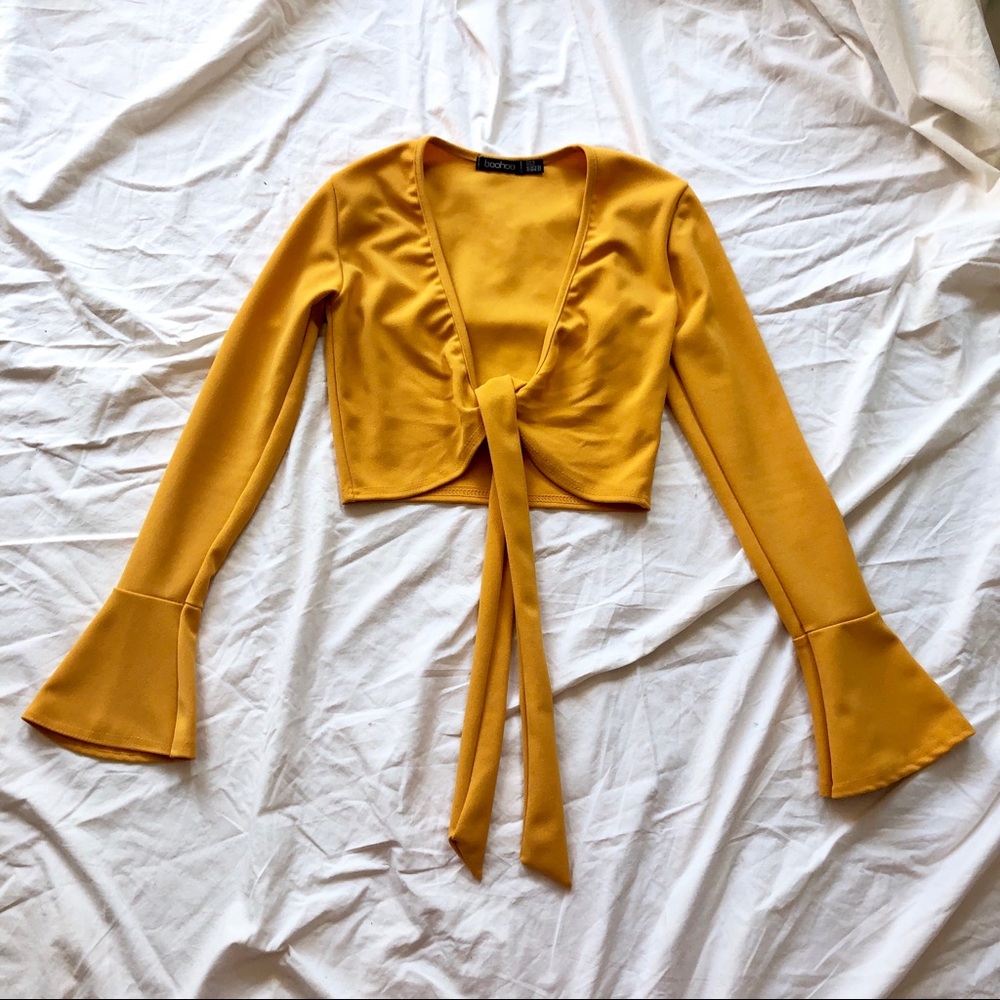 SOLD HOST PICK 🎉 Mustard Front Tie Top - Picture 1 of 8